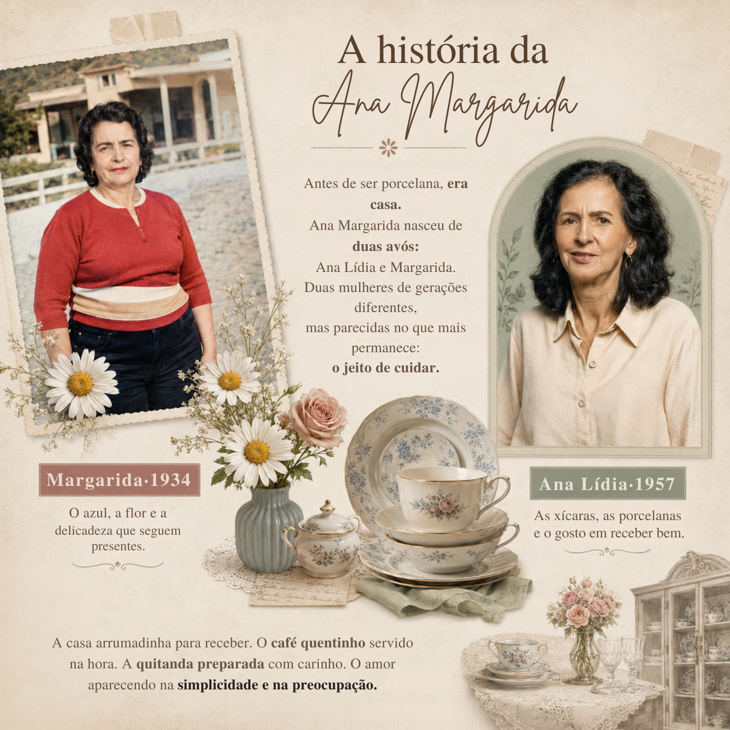Conjunto de Xícaras de Porcelana Vó Lídia