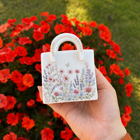 Bolsinha de porcelana Porta Chá e Porta adoçante Dona Tereza