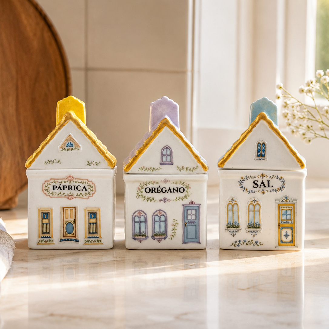 Porta Temperos Casinha de Porcelana Dona Alzira