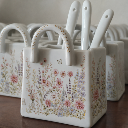 Bolsinha de porcelana Porta Chá e Porta adoçante Dona Tereza