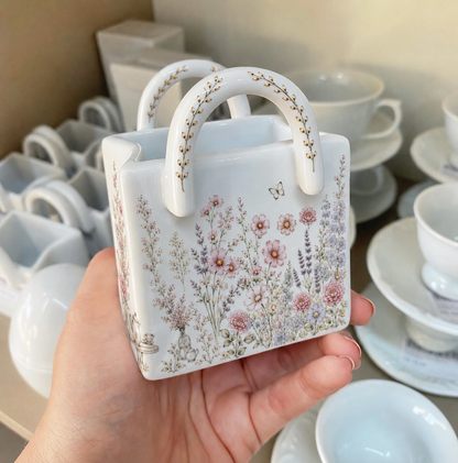 Bolsinha de porcelana Porta Chá e Porta adoçante Dona Tereza